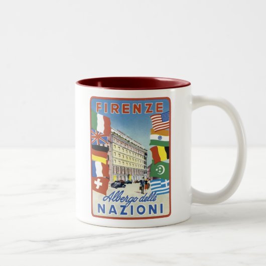 Firenze Nazioni旅行ポスター ツートーンマグカップ (右)