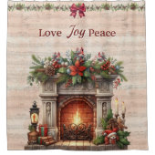 Fireplace, Music Notes, and Paris Postmark  シャワーカーテン (正面)