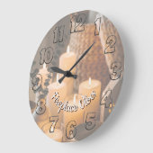 Fireplace Vibes Round Wall Clock | Cozy Cabin  ラージ壁時計 (傾斜)