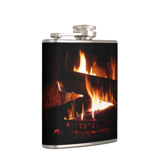 Fireplace Warm Winter Scene Photography フラスク (右)