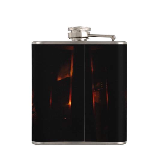 Fireplace Warm Winter Scene Photography フラスク (裏面)