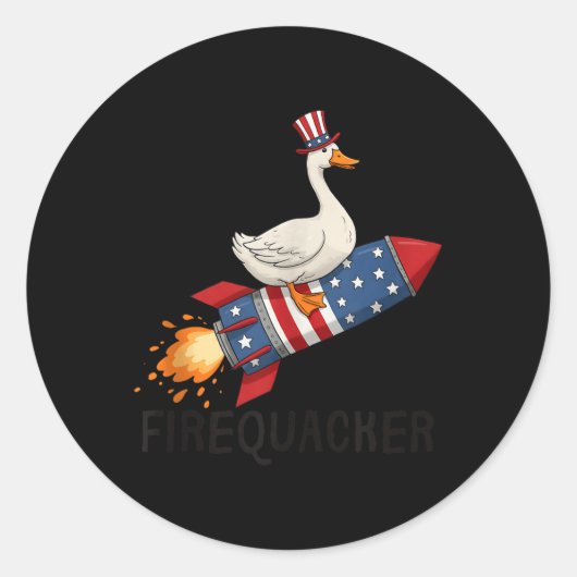 Firequacker Shirt、7月おもしろいのGoose 4th Shirt T ラウンドシール (正面)