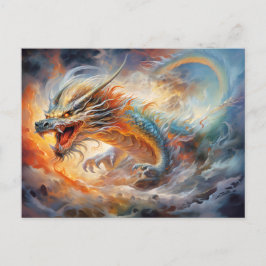 Firestorm Wrath – Chinese Airbrush Dragon in Flame ポストカード