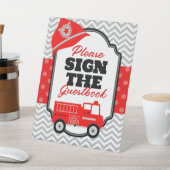 Firetruckがゲストブックに署名パーティー表示サイン 台座サイン (インサイチュ)