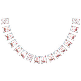 Firetruck Birthday Party Banner バンティングフラッグ