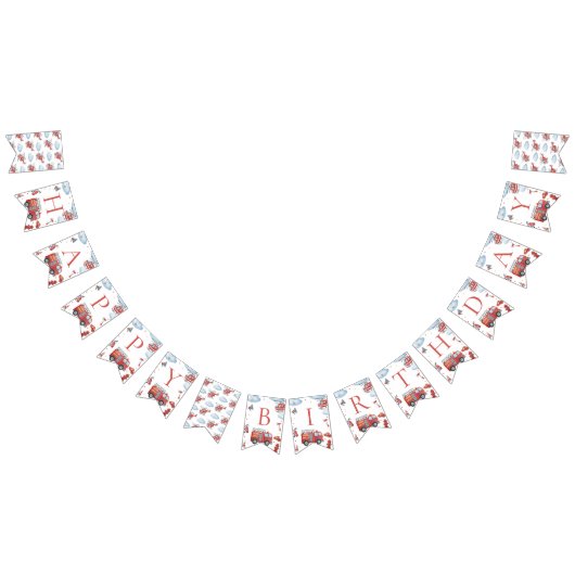 Firetruck Birthday Party Banner バンティングフラッグ (全)
