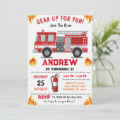 Firetruck Birthday Party for boy 招待状 (スタンド正面)