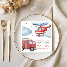 Firetruck Birthday Party Napkin スタンダードカクテルナプキン