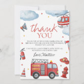 Firetruck Birthday Thank You Card 招待状 (正面)