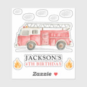 Firetruck Calling All Firefigthers Boy Birthday シール (シート)