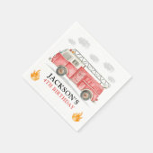 Firetruck Calling All Firefigthers Boy Birthday スタンダードカクテルナプキン (角)