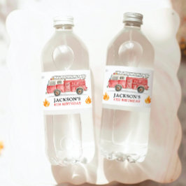 Firetruck Calling All Firefigthers Boy Birthday ペットボトルラベル