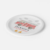 Firetruck Calling All Firefigthers Boy Birthday ペーパープレート (アングル)