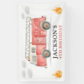 Firetruck Calling All Firefigthers Boy Birthday 横断幕 (縦)
