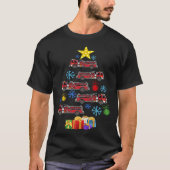 Firetruck Christmas Tree Xmas Firefighter Fireman  Tシャツ (正面)