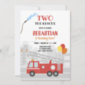 Firetruck Firefighter Boy Birthday Invitation 招待状 (正面)