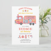 Firetruck Firefighter Kids Birthday Invitation 招待状 (スタンド正面)
