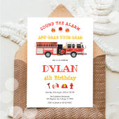 Firetruck Firefighter Kids Birthday Invitation 招待状