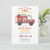 Firetruck Firefighter Kids Birthday Invitation 招待状 (スタンド正面)