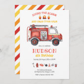 Firetruck Firefighter Kids Birthday Invitation 招待状 (正面/裏面)