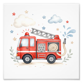 Firetruck Nursery Decor フォトプリント