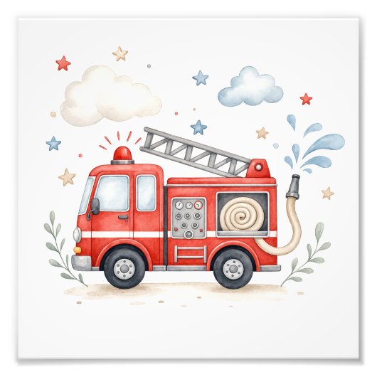Firetruck Nursery Decor フォトプリント (正面)
