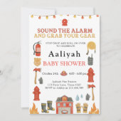 firetruck party firefighter vehicle baby shower 招待状 (正面)