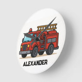 Firetruck personalised name wall clock ラウンド壁時計 (傾斜)