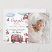 Firetruck Photo Thank You Card 招待状 (正面)