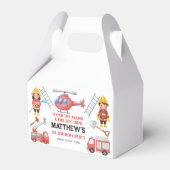 Firetrucks Boy 1st Birthday | Cute Little party フェイバーボックス (裏面サイド)
