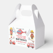 Firetrucks Boy 1st Birthday | Cute Little party フェイバーボックス (正面サイド)