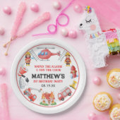 Firetrucks Boy 1st Birthday | Cute Little party ペーパープレート (パーティー)