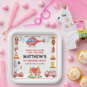 Firetrucks Boy 1st Birthday | Cute Little party ペーパープレート (パーティー)