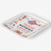 Firetrucks Boy 1st Birthday | Cute Little party ペーパープレート (傾斜あり)