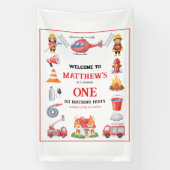 Firetrucks Boy 1st Birthday | Cute Little party 横断幕 (縦)