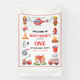 Firetrucks Boy 1st Birthday | Cute Little party 横断幕