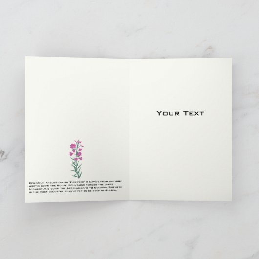 Fireweedの挨拶かNotecard カード (内部)