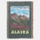 Fireweed及び山-アンカレッジ、アラスカ スローブランケット (正面縦)