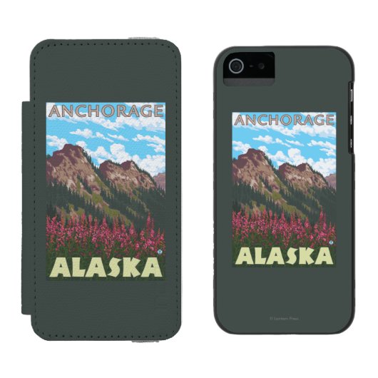 Fireweed及び山-アンカレッジ、アラスカ Incipio iPhoneウォレットケース (並び)