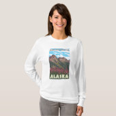 Fireweed及び山-アンカレッジ、アラスカ Tシャツ (正面フル)