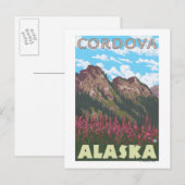 Fireweed及び山- Cordova、アラスカ ポストカード (正面/裏面)
