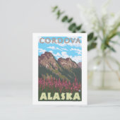 Fireweed及び山- Cordova、アラスカ ポストカード (スタンド正面)
