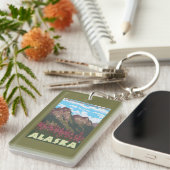 Fireweed及び山- Denaliの国立公園、 キーホルダー (正面右)