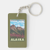 Fireweed及び山- Denaliの国立公園、 キーホルダー (裏面)