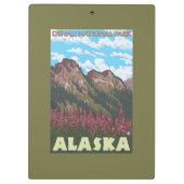 Fireweed及び山- Denaliの国立公園、 クリップボード (裏面)