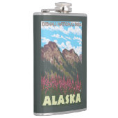 Fireweed及び山- Denaliの国立公園、 フラスク (右)