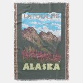 Fireweed及び山- Latouche、アラスカ スローブランケット (正面縦)