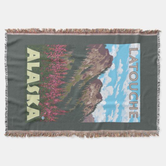Fireweed及び山- Latouche、アラスカ スローブランケット (正面)