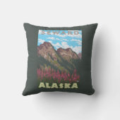Fireweed及び山- Seward、アラスカ クッション (裏面)