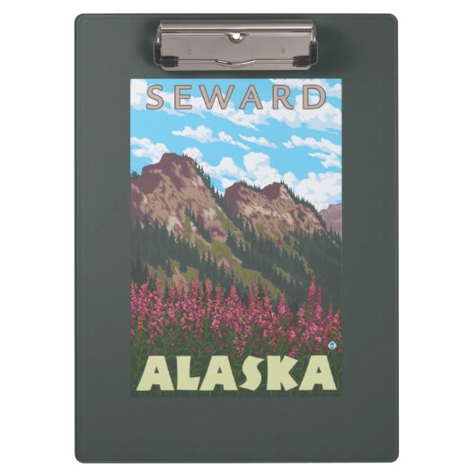 Fireweed及び山- Seward、アラスカ クリップボード (正面)